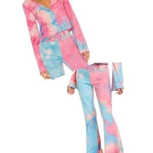 BEACH RIOT TIE DYE LONG SLEEVE AND FLARE PANT LOUNGE SET
